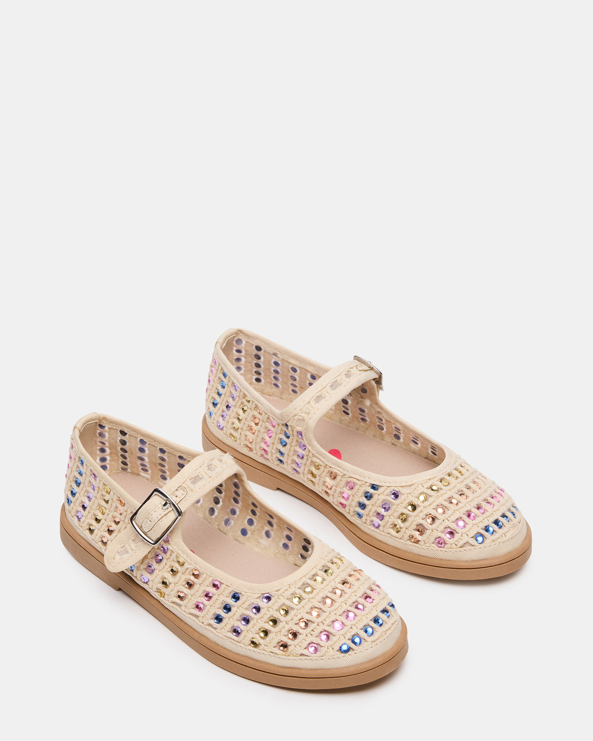 Kids' ROREE Natural Rhinestones Girls' Mary Jane Flats Steve Madden NATURAL