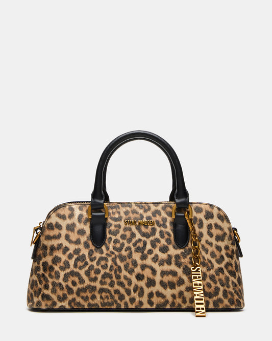 SMYTH Bag Leopard Crossbody Bag Charm Top Handle Handbag Steve Madden METALLIC
