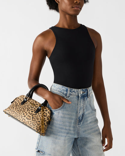 SMYTH Bag Leopard Crossbody Bag Charm Top Handle Handbag Steve Madden METALLIC
