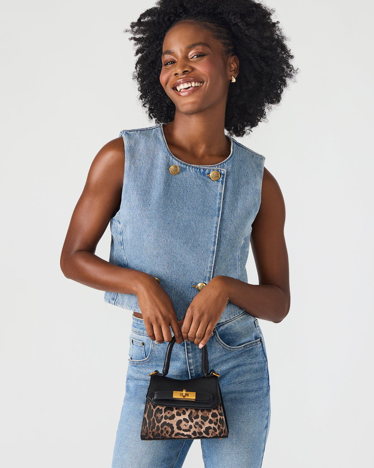 MADLYN Bag Leopard Structured Turn-Lock Closure Top-Handle Crossbody Mini Handbag Steve Madden LEOPARD