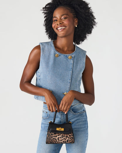 MADLYN Bag Leopard Structured Turn-Lock Closure Top-Handle Crossbody Mini Handbag Steve Madden LEOPARD