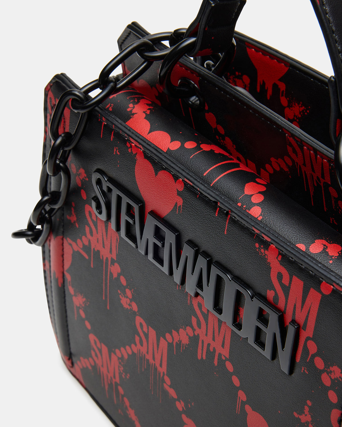 EVELYN Bag Drippy Hearts Black/Red Top Handle Crossbody Bag Steve Madden BLACK RED