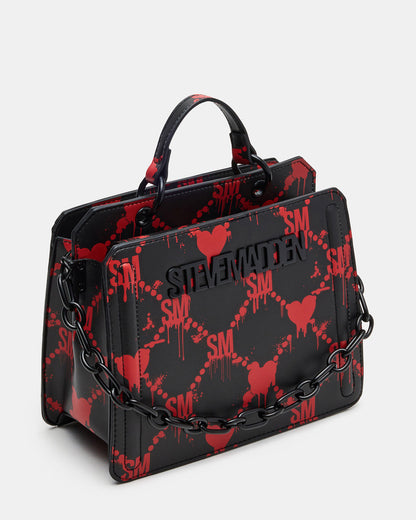 EVELYN Bag Drippy Hearts Black/Red Top Handle Crossbody Bag Steve Madden BLACK RED