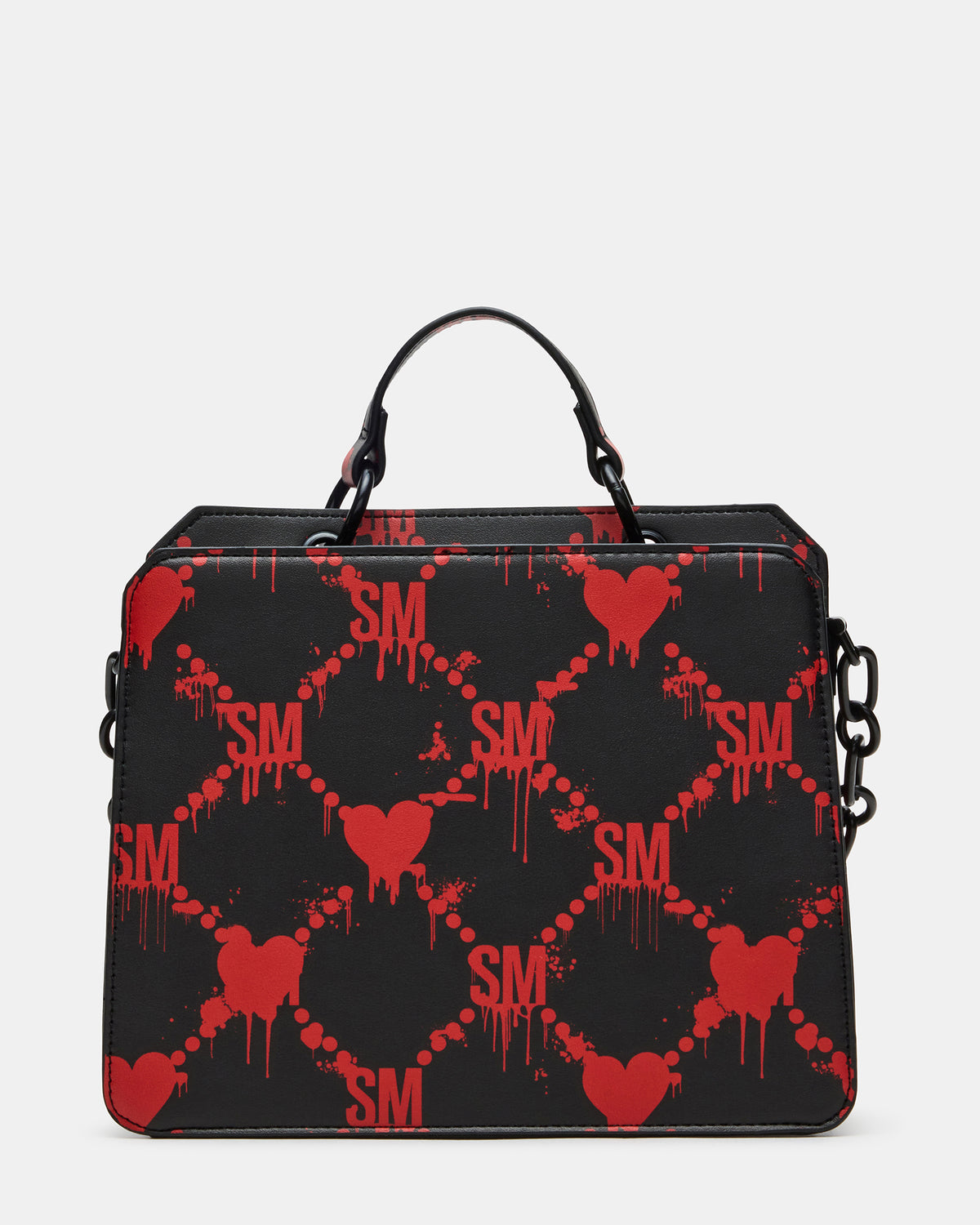 EVELYN Bag Drippy Hearts Black/Red Top Handle Crossbody Bag Steve Madden BLACK RED