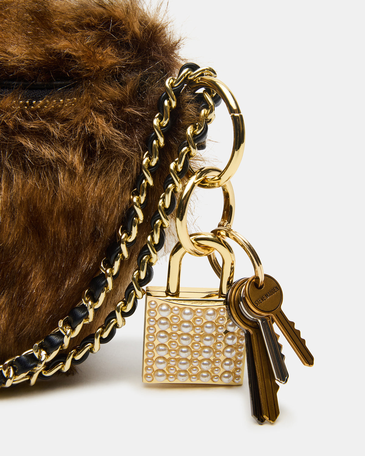 WYLDER Bag Brown Faux Fur Crossbody Women's Belt Handbag Steve Madden BROWN