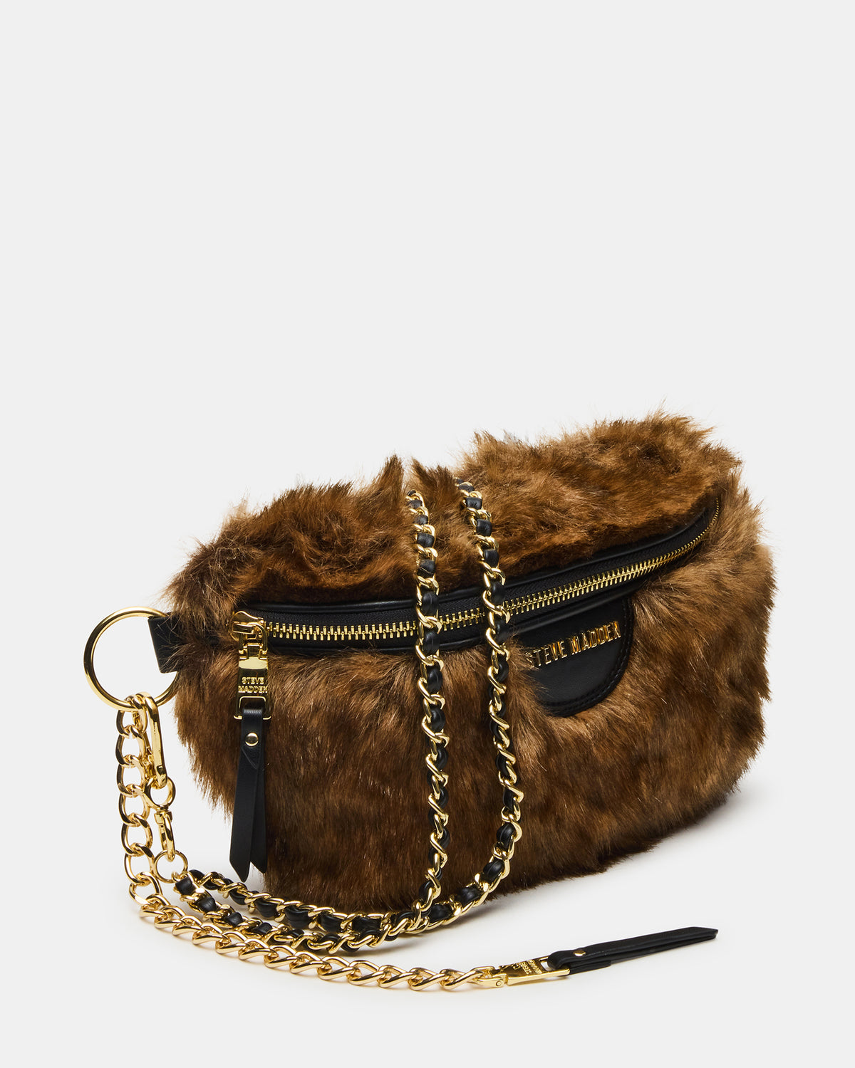 WYLDER Bag Brown Faux Fur Crossbody Women's Belt Handbag Steve Madden BROWN