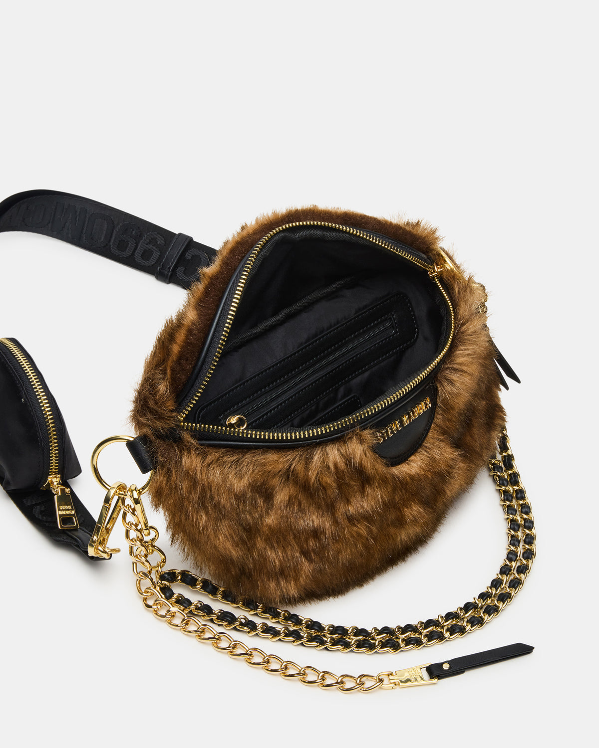WYLDER Bag Brown Faux Fur Crossbody Women's Belt Handbag Steve Madden BROWN