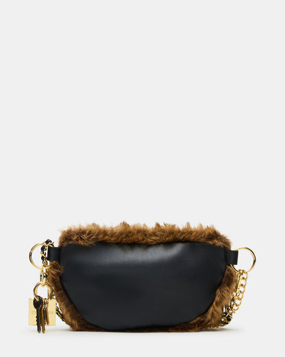 WYLDER Bag Brown Faux Fur Crossbody Women's Belt Handbag Steve Madden BROWN
