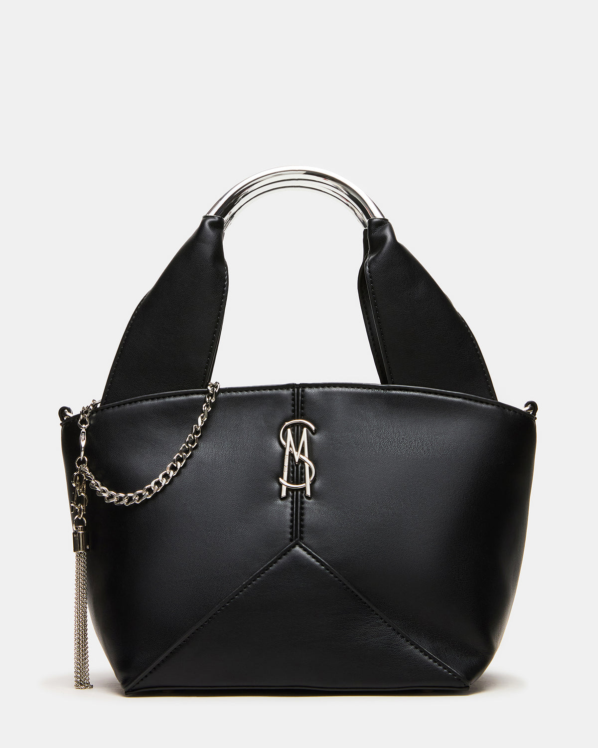 VIV Bag Black/Silver Top-Handle Hardware Embellished Handbag Steve Madden BLACK/SILVER