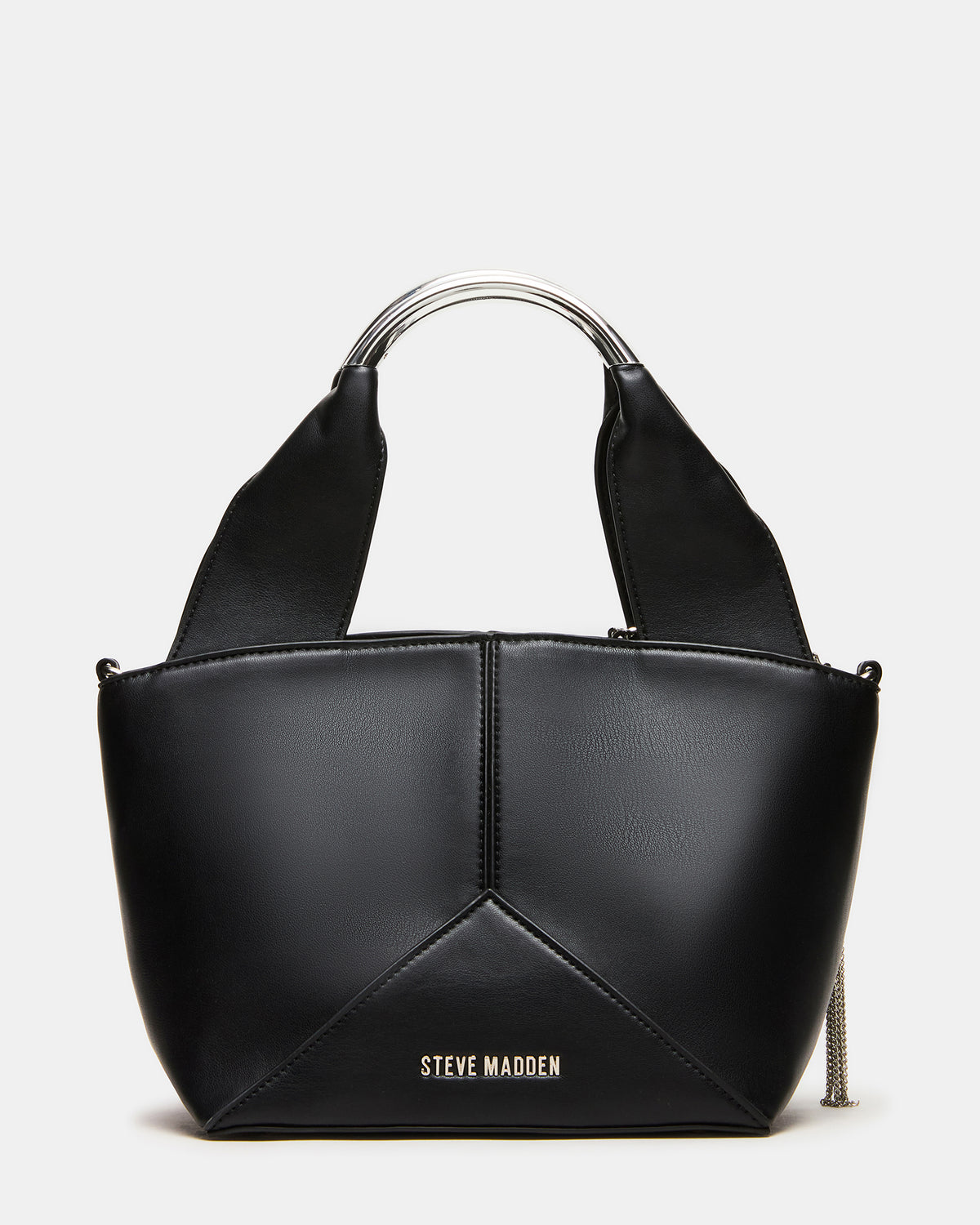 VIV Bag Black/Silver Top-Handle Hardware Embellished Handbag Steve Madden BLACK/SILVER