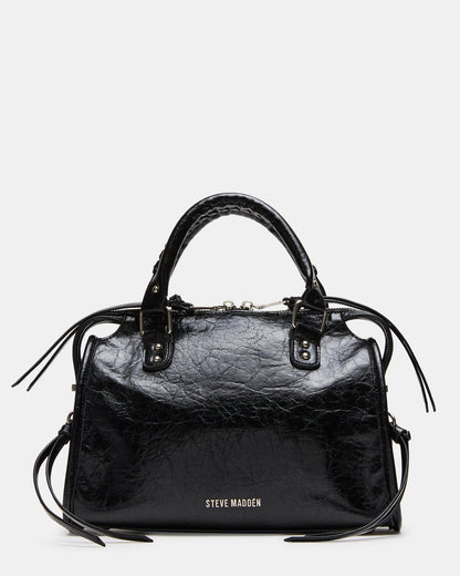 RIGGS Bag Embellished Black Distressed Slouchy Top-Handle Crossbody Satchel Handbag Steve Madden DISTRESSED