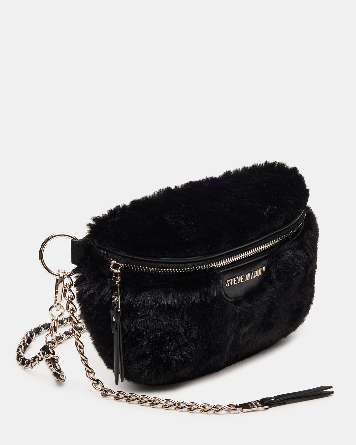 WYLDER Bag Black Faux Fur Crossbody Women's Belt Handbag Steve Madden BLACK