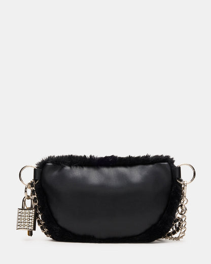WYLDER Bag Black Faux Fur Crossbody Women's Belt Handbag Steve Madden BLACK