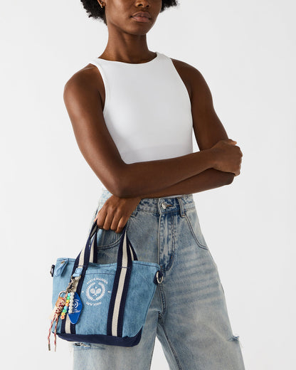 COLLEGE Bag Denim Top-Handle Crossbody Tote Handbag Steve Madden DENIM