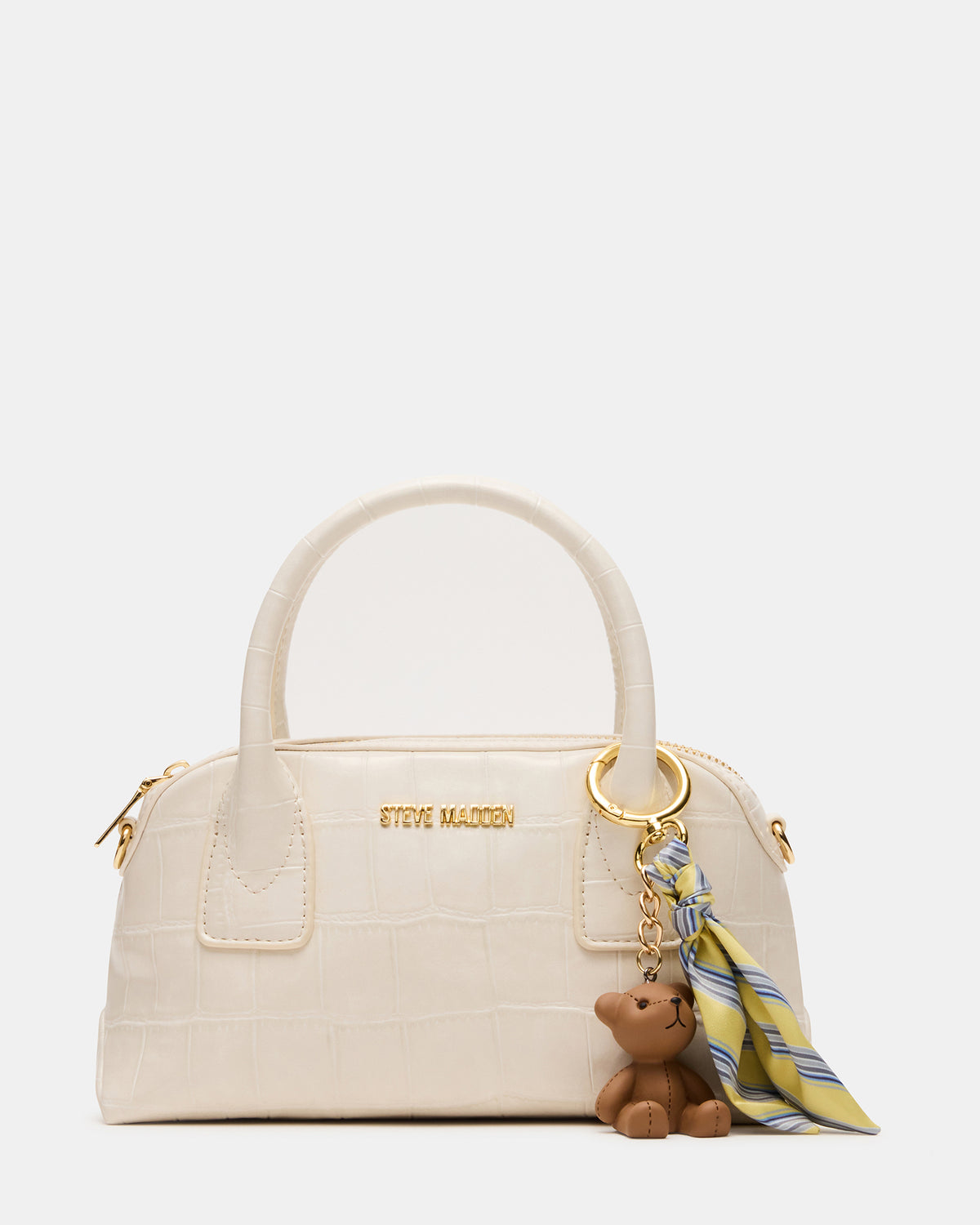MELODIE Bag Bone Crocodile Dome Satchel Top-Handle Crossbody Handbag Steve Madden BONE CROCODILE