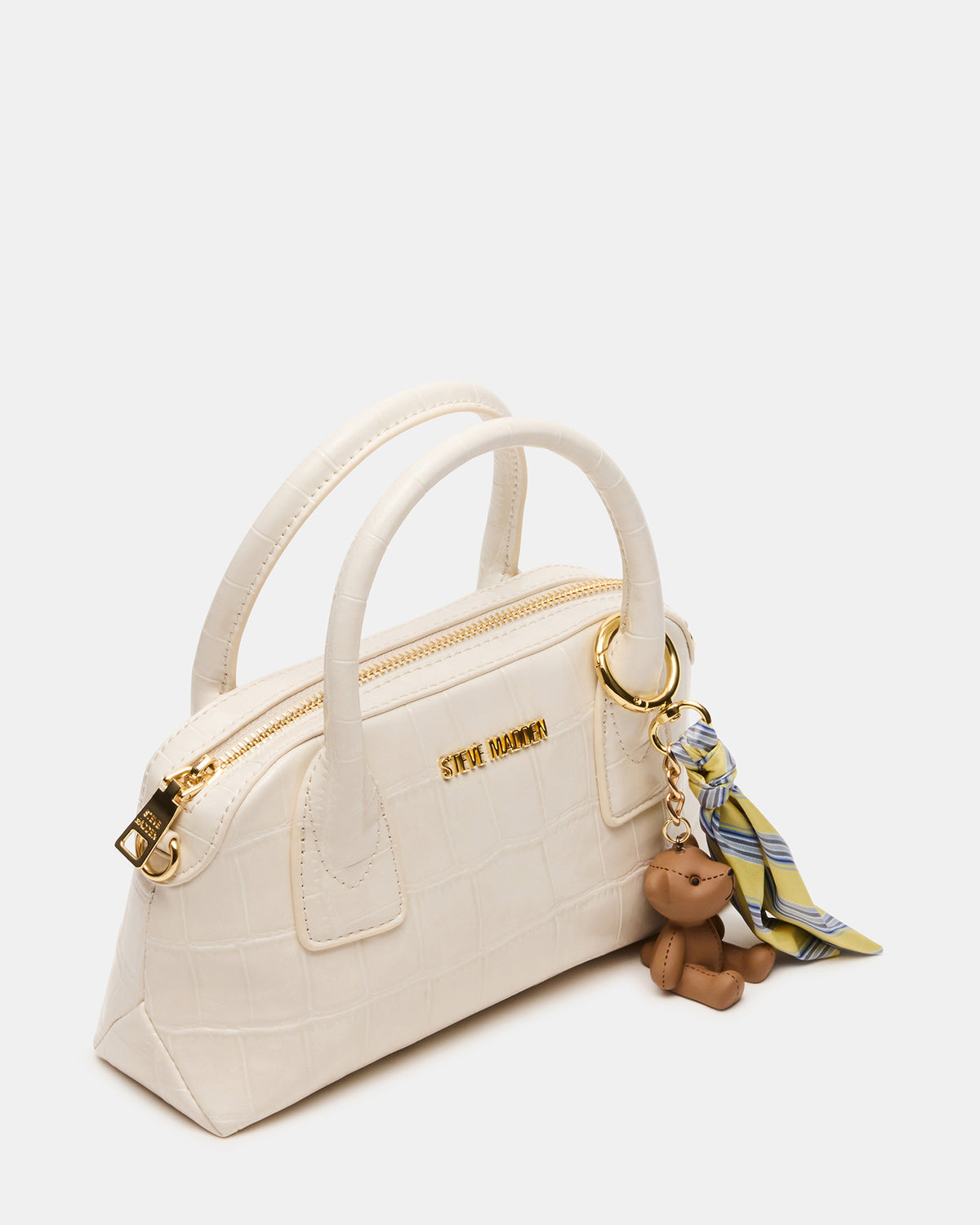 MELODIE Bag Bone Crocodile Dome Satchel Top-Handle Crossbody Handbag Steve Madden BONE CROCODILE