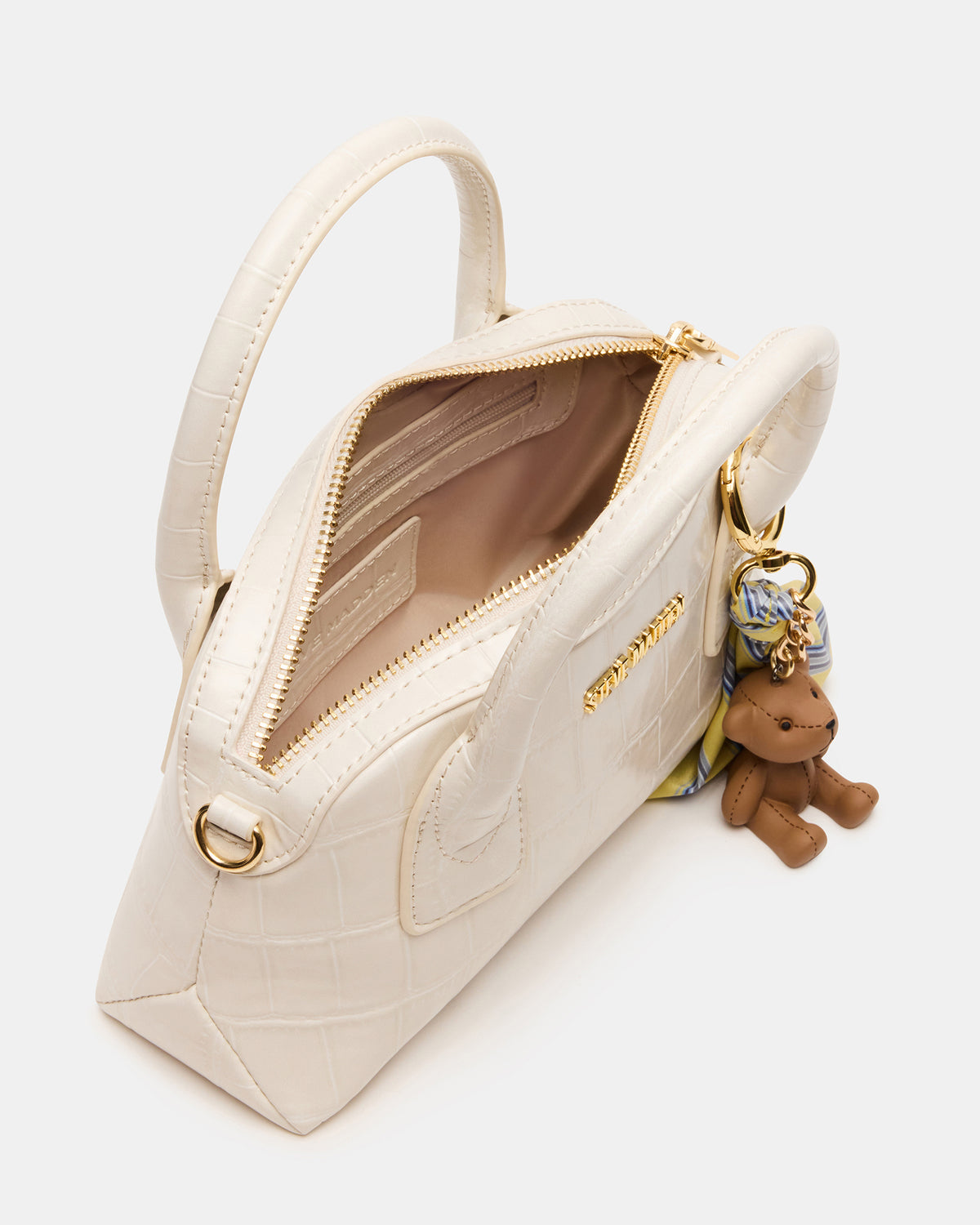 MELODIE Bag Bone Crocodile Dome Satchel Top-Handle Crossbody Handbag Steve Madden BONE CROCODILE