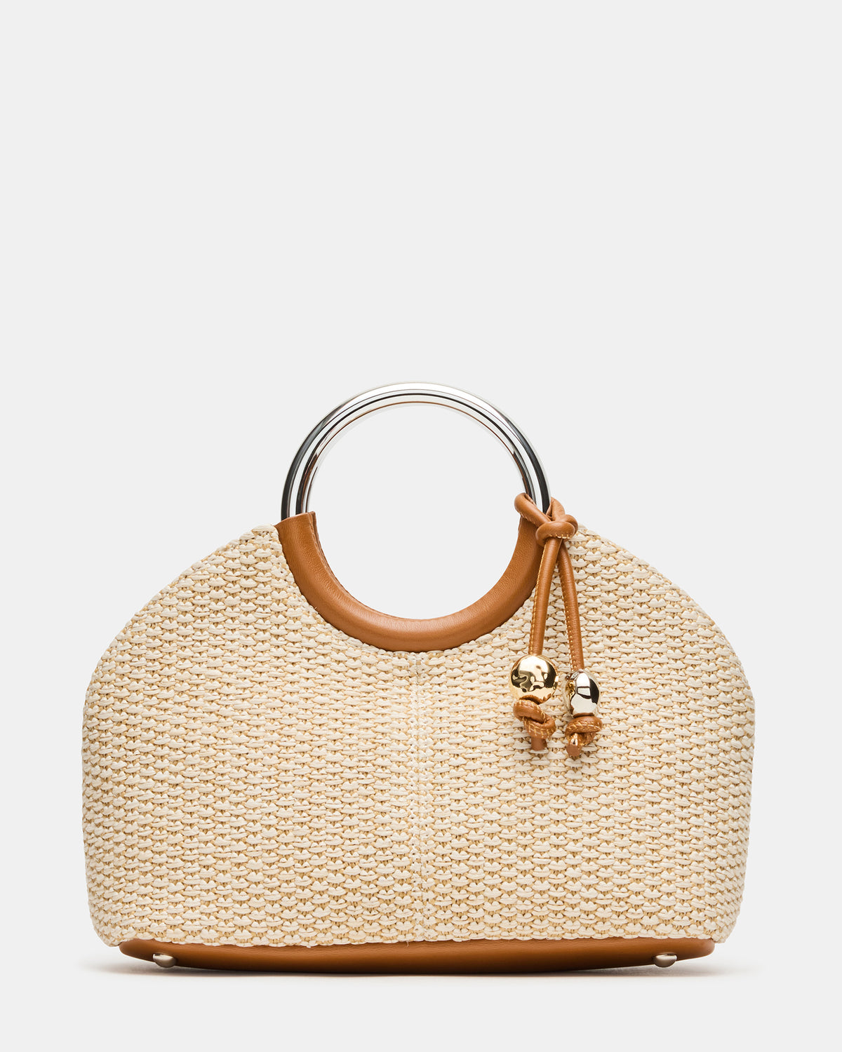 GEENA Straw Bag Light Natural Ring Top-Handle Crossbody Handbag Steve Madden LIGHT NATURAL