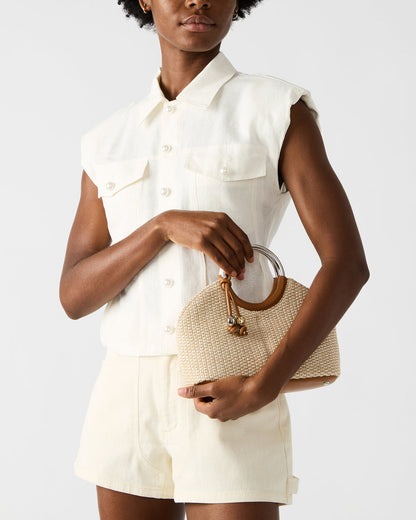 GEENA Straw Bag Light Natural Ring Top-Handle Crossbody Handbag Steve Madden LIGHT NATURAL