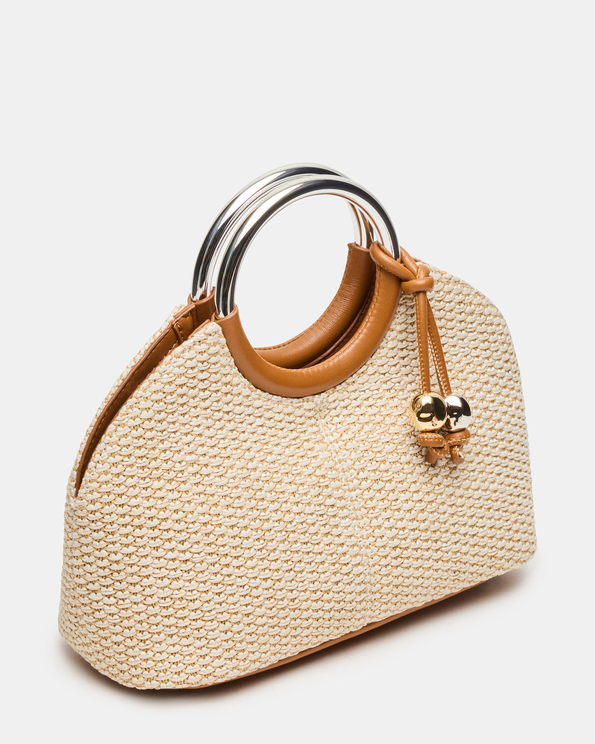 GEENA Straw Bag Light Natural Ring Top-Handle Crossbody Handbag Steve Madden LIGHT NATURAL