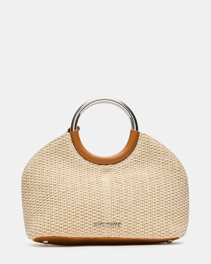 GEENA Straw Bag Light Natural Ring Top-Handle Crossbody Handbag Steve Madden LIGHT NATURAL