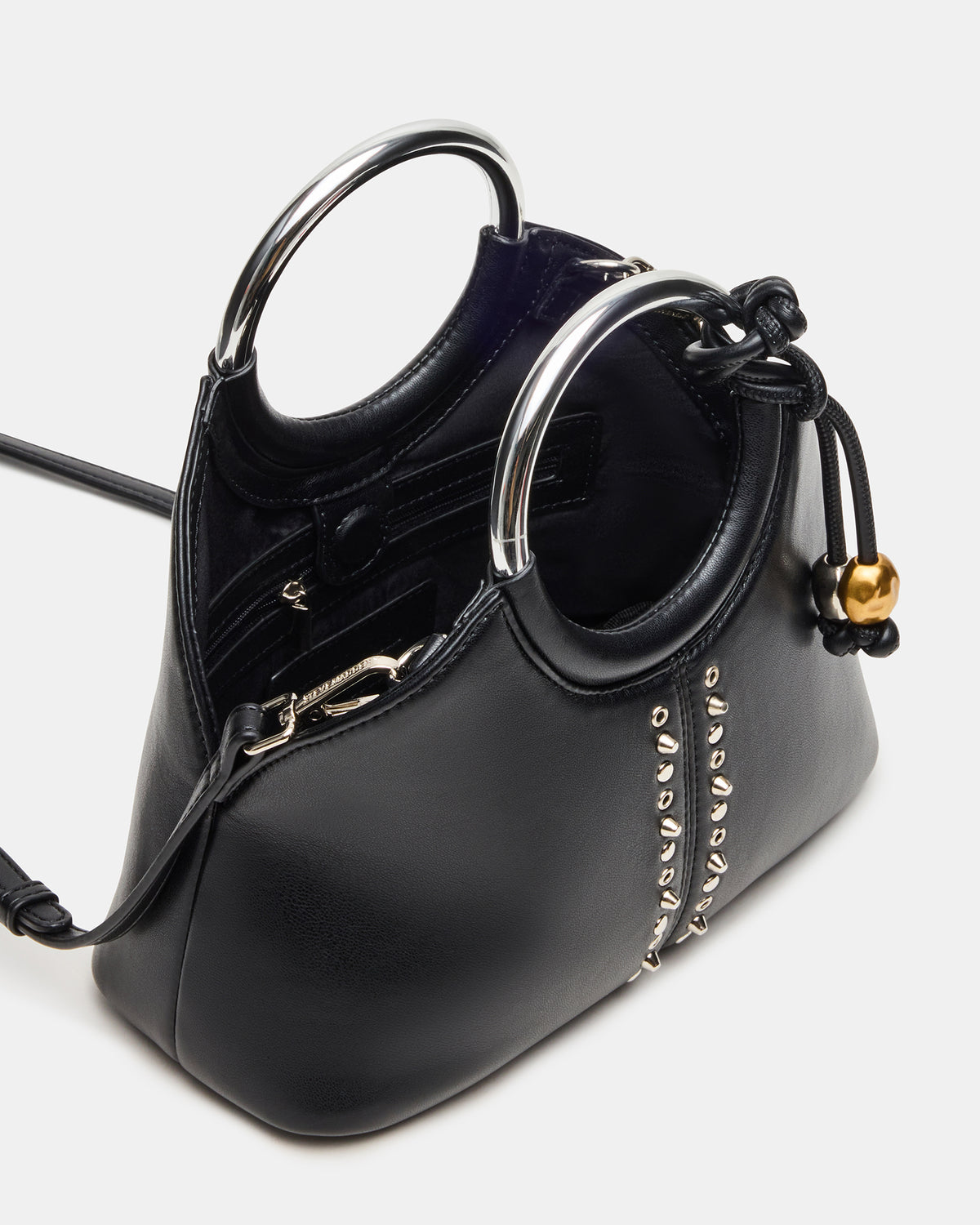 GEENA Embellished Bag Black Ring Top-Handle Crossbody Handbag Steve Madden BLACK