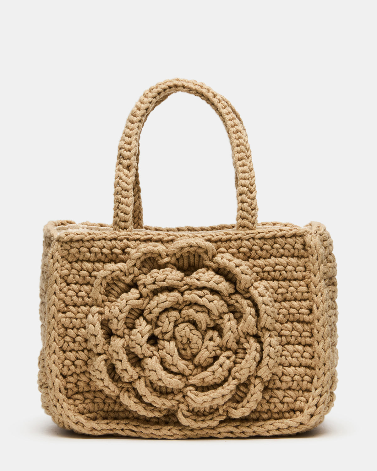LUVLY Bag Natural Mini Top-Handle Flower Decal Crochet Crossbody Handbag Steve Madden NATURAL