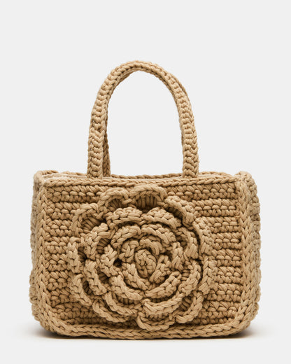 LUVLY Bag Natural Mini Top-Handle Flower Decal Crochet Crossbody Handbag Steve Madden NATURAL