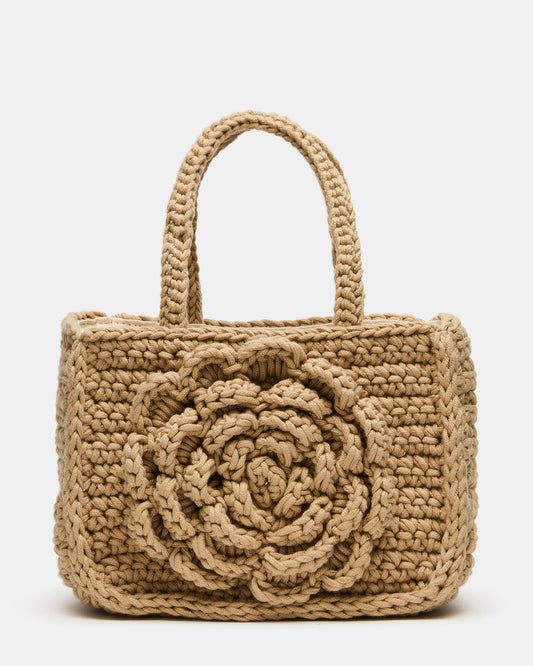 LUVLY Bag Natural Mini Top-Handle Flower Decal Crochet Crossbody Handbag Steve Madden NATURAL