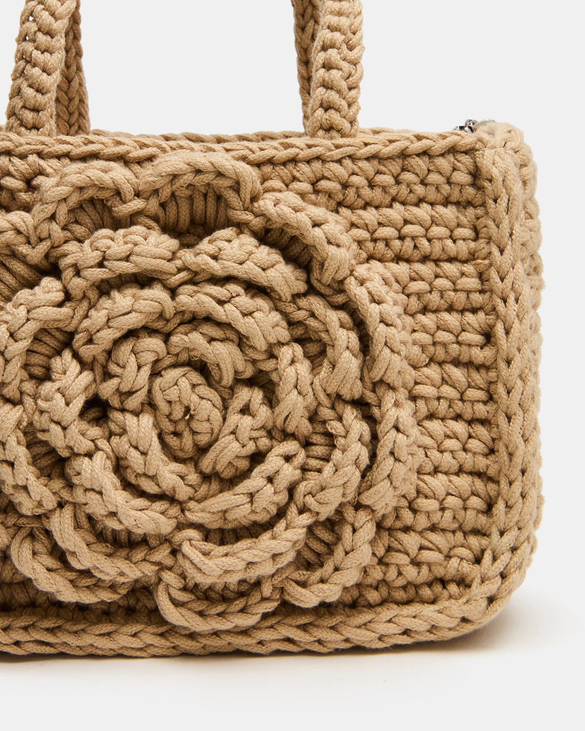 LUVLY Bag Natural Mini Top-Handle Flower Decal Crochet Crossbody Handbag Steve Madden NATURAL