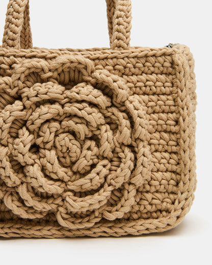 LUVLY Bag Natural Mini Top-Handle Flower Decal Crochet Crossbody Handbag Steve Madden NATURAL