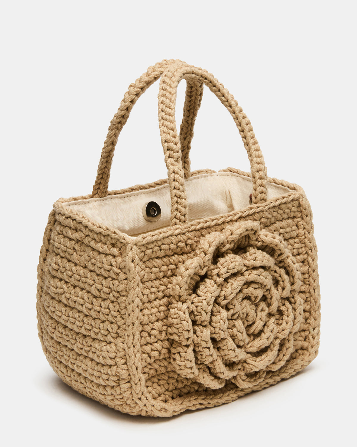 LUVLY Bag Natural Mini Top-Handle Flower Decal Crochet Crossbody Handbag Steve Madden NATURAL