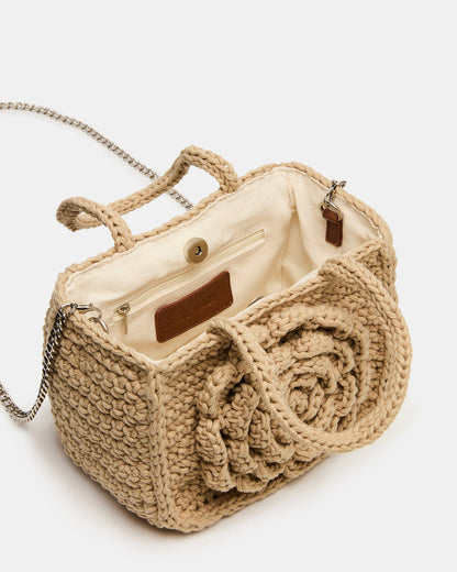 LUVLY Bag Natural Mini Top-Handle Flower Decal Crochet Crossbody Handbag Steve Madden NATURAL