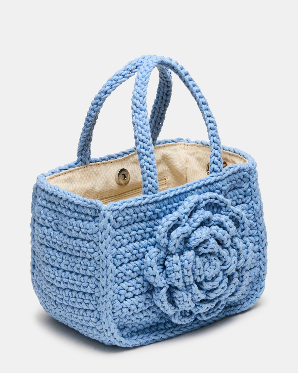 LUVLY Bag Light Blue Mini Top-Handle Flower Decal Crochet Crossbody Handbag Steve Madden LIGHT BLUE