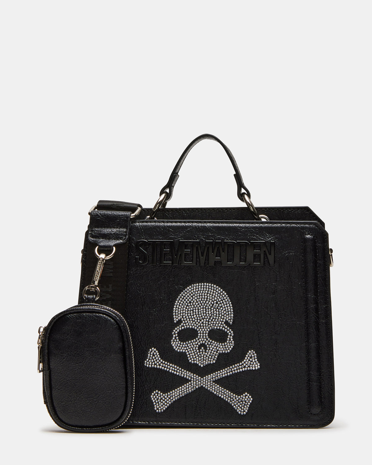 EVELYN Skull Bag Black Top Handle Crossbody Bag Steve Madden BLACK