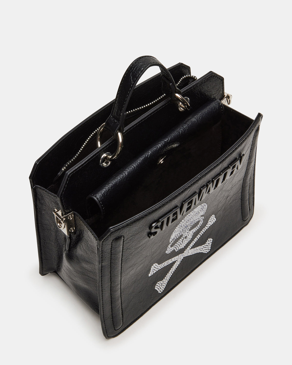 EVELYN Skull Bag Black Top Handle Crossbody Bag Steve Madden BLACK