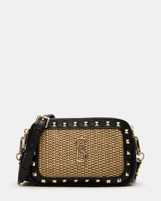 DAISYS Black Multi Women's Studded Straw Crossbody Handbag Steve Madden BLACK MULTI