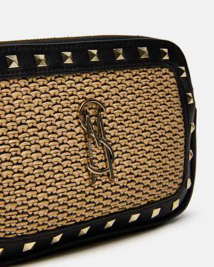 DAISYS Black Multi Women's Studded Straw Crossbody Handbag Steve Madden BLACK MULTI