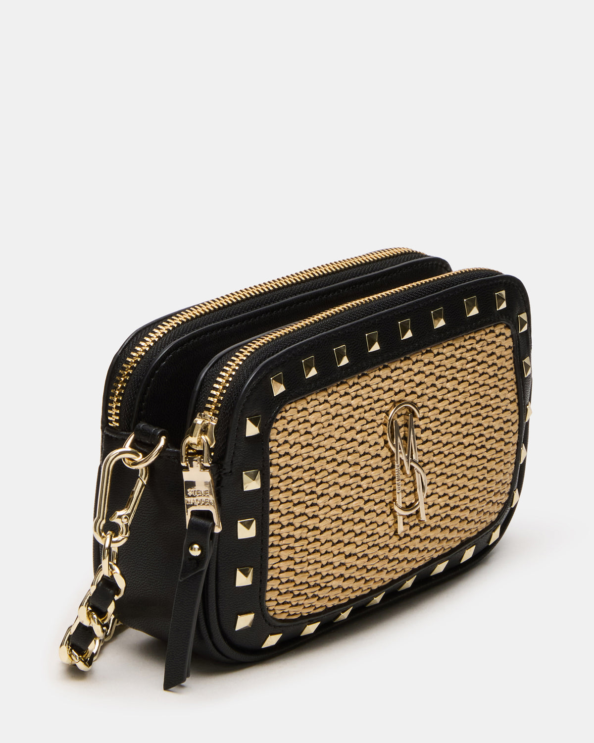 DAISYS Black Multi Women's Studded Straw Crossbody Handbag Steve Madden BLACK MULTI