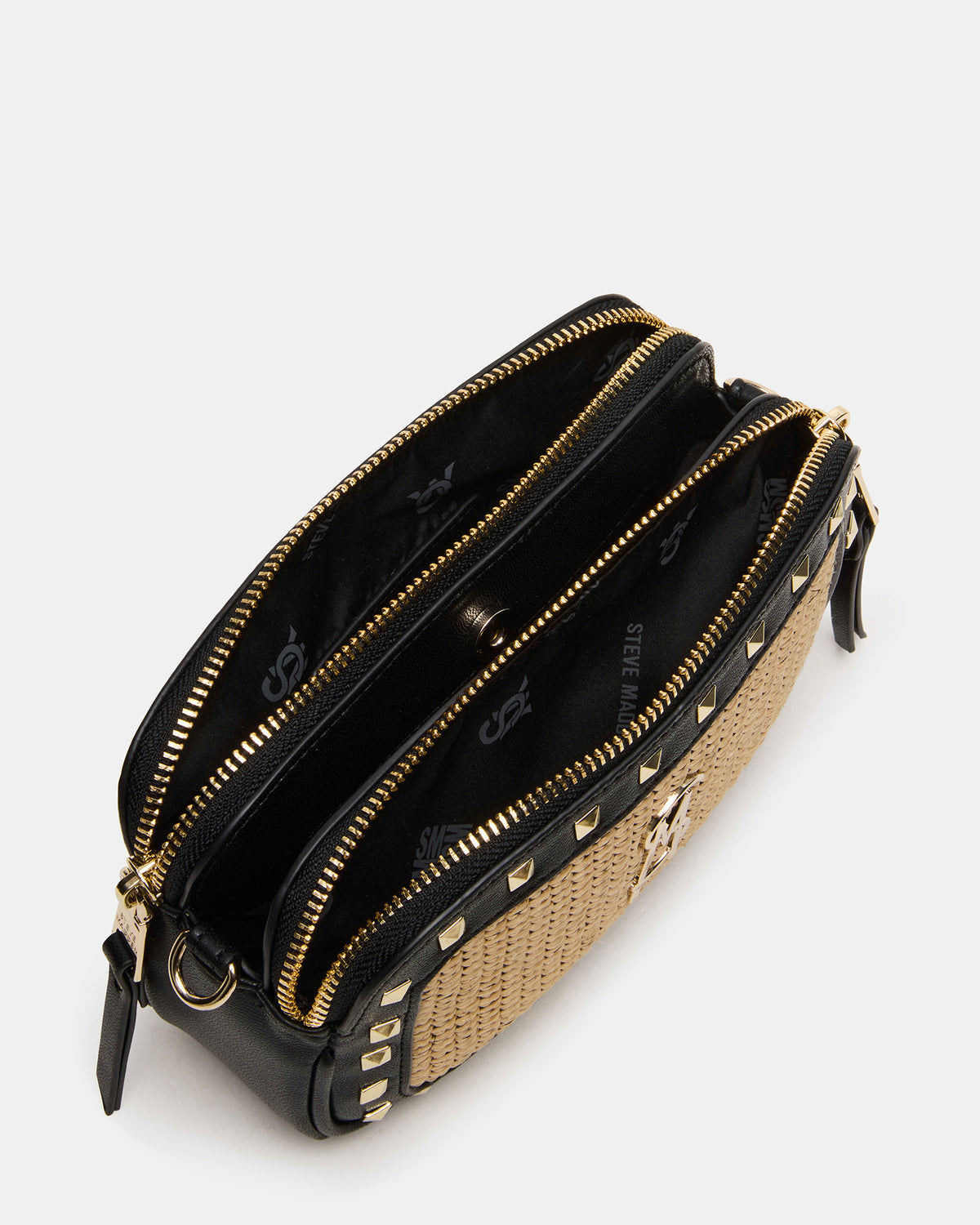 DAISYS Black Multi Women's Studded Straw Crossbody Handbag Steve Madden BLACK MULTI