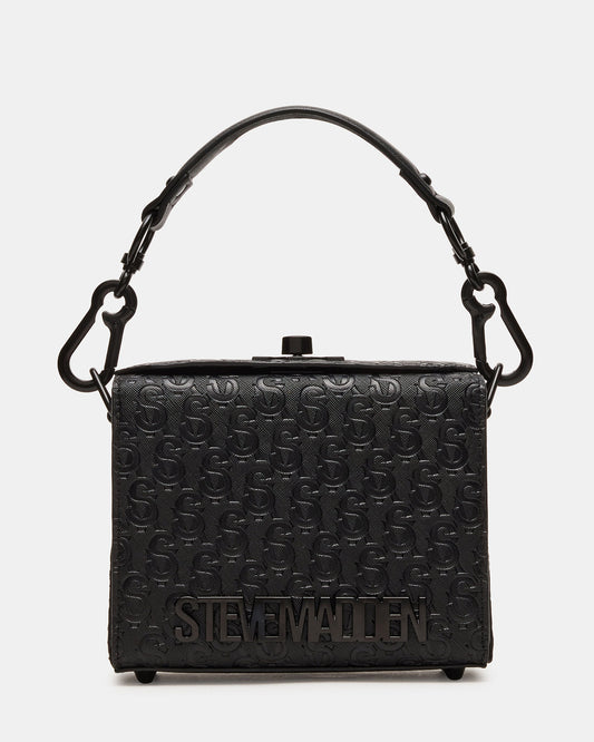 NOYA Black/Black Women's Embossed Crossbody Top-Handle Box Handbag Steve Madden BLACK BLACK