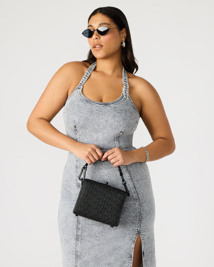 NOYA Black/Black Women's Embossed Crossbody Top-Handle Box Handbag Steve Madden BLACK BLACK