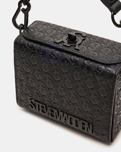 NOYA Black/Black Women's Embossed Crossbody Top-Handle Box Handbag Steve Madden BLACK BLACK
