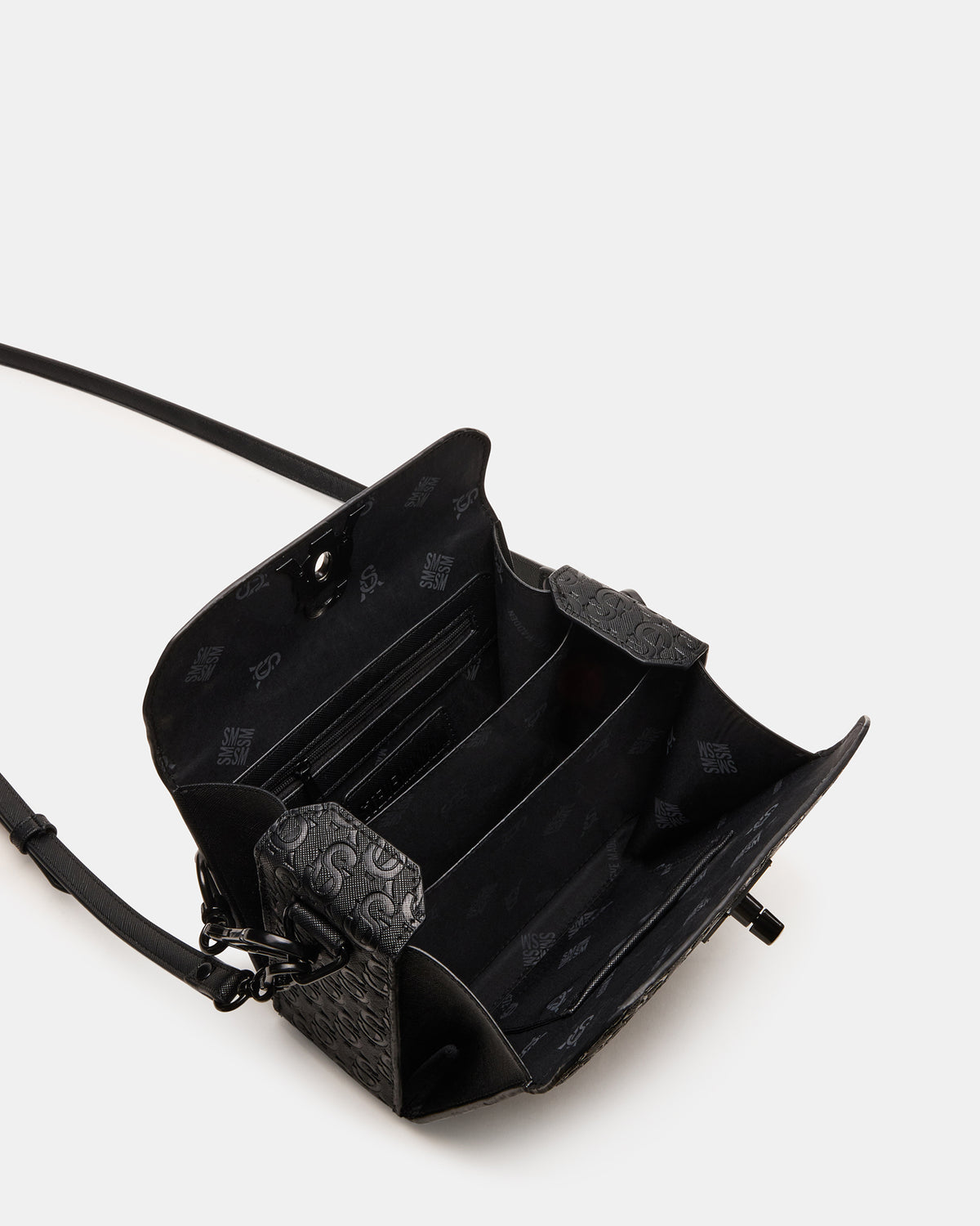NOYA Black/Black Women's Embossed Crossbody Top-Handle Box Handbag Steve Madden BLACK BLACK