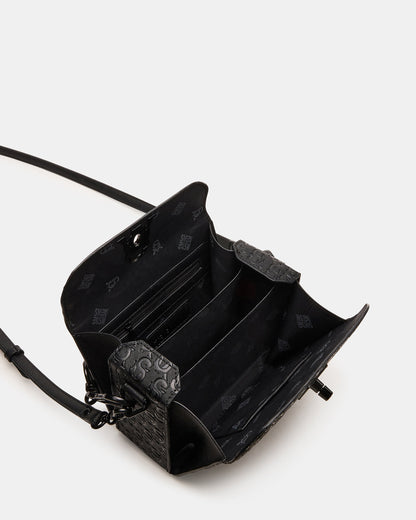 NOYA Black/Black Women's Embossed Crossbody Top-Handle Box Handbag Steve Madden BLACK BLACK