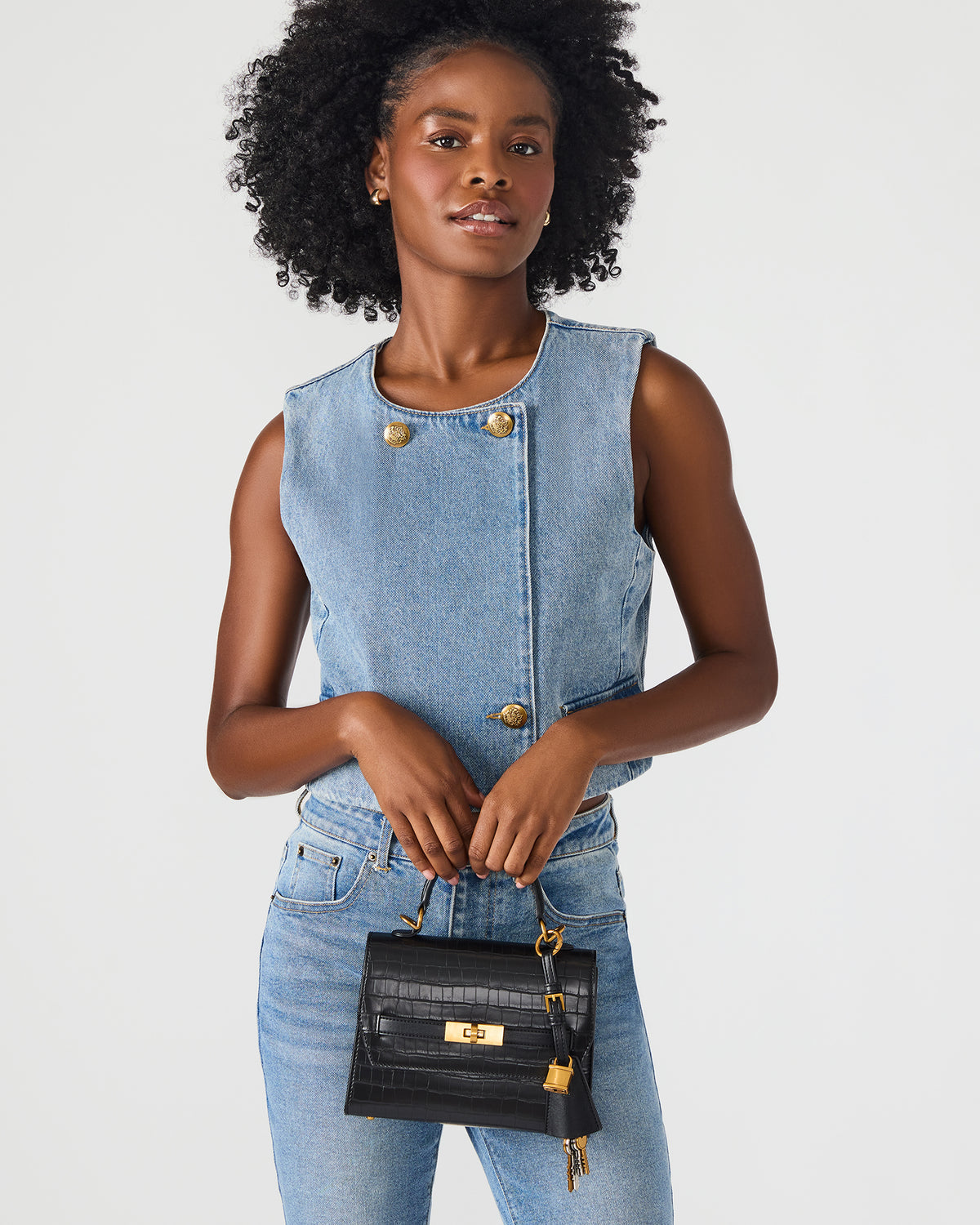 ELLOISE Bag Black Structured Mini Crossbody Handbag Steve Madden BLACK