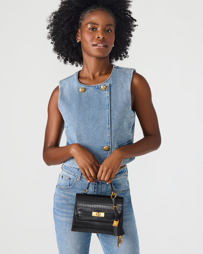 ELLOISE Bag Black Structured Mini Crossbody Handbag Steve Madden BLACK