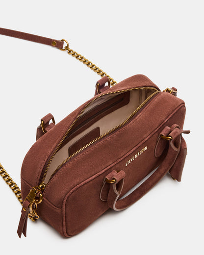 MERIT Bag Chestnut Suede Top-Handle Satchel Crossbody Handbag Steve Madden CHESTNUT SUEDE