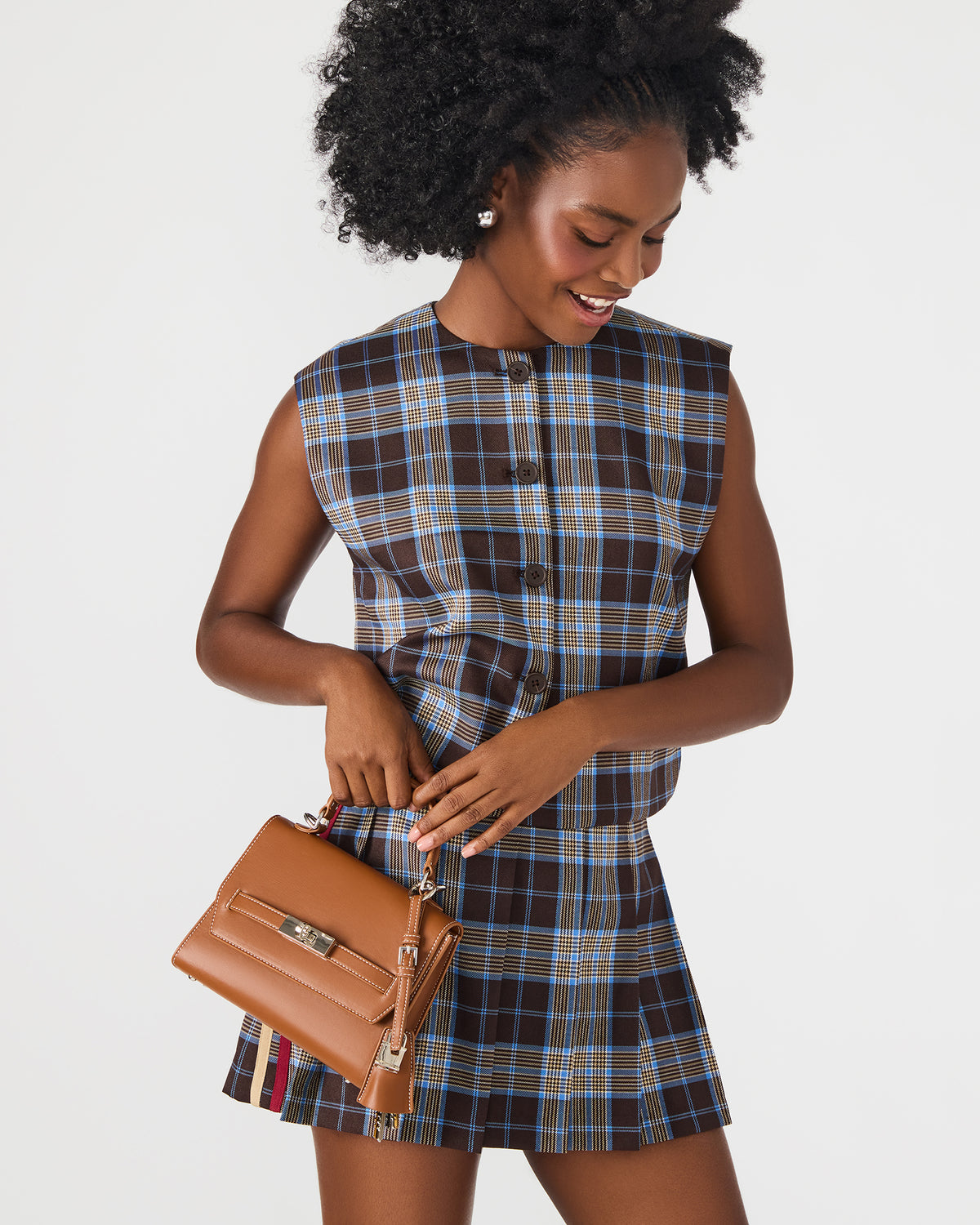 ELLOISE Bag Cognac Structured Mini Crossbody Handbag Steve Madden COGNAC