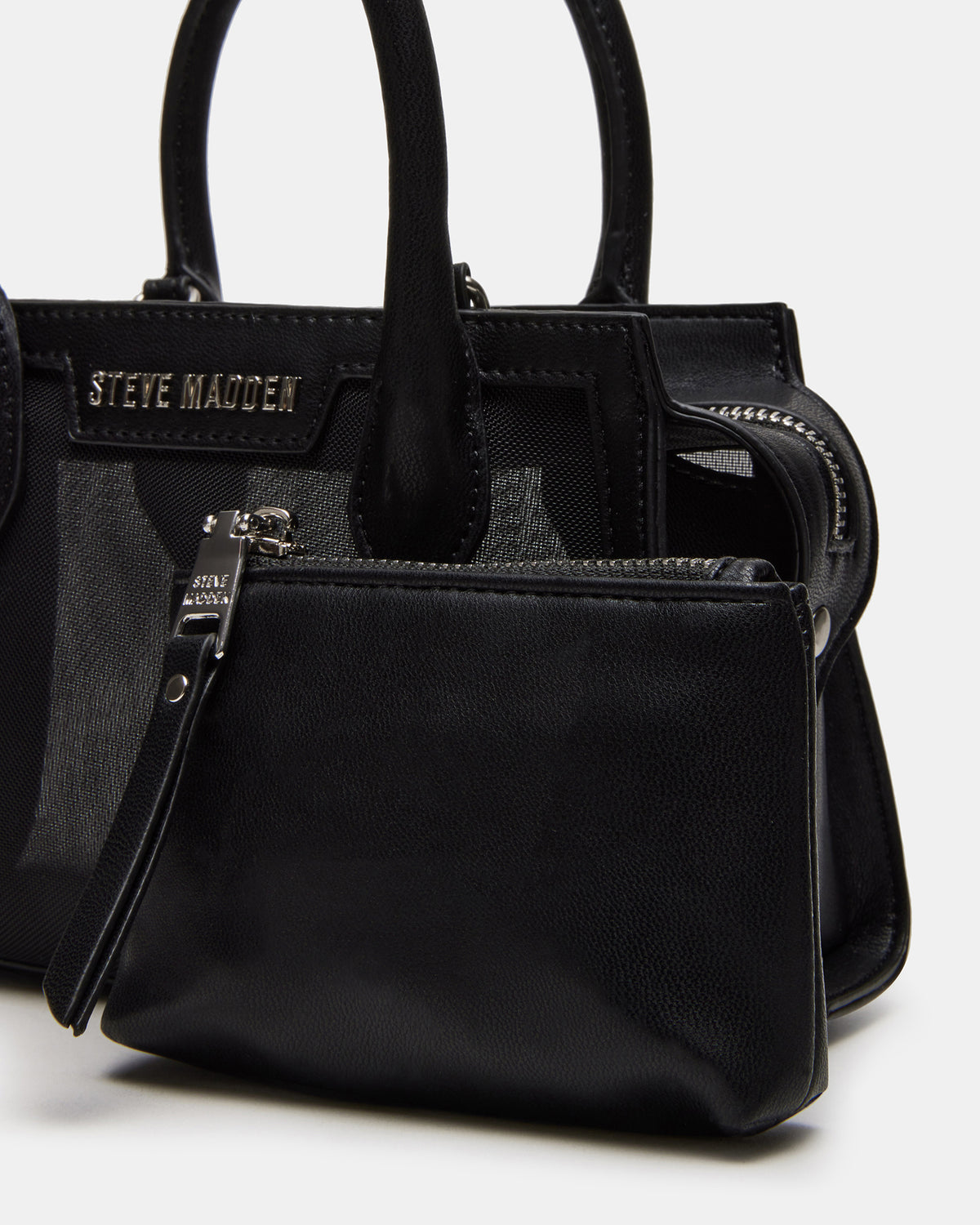 PEACHY Black Women's Mini Top-Handle Mesh Handbag Steve Madden BLACK